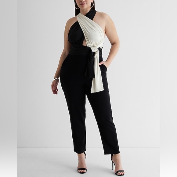 Express Pants - Express Block Halter Convertible Jumpsuit size XL